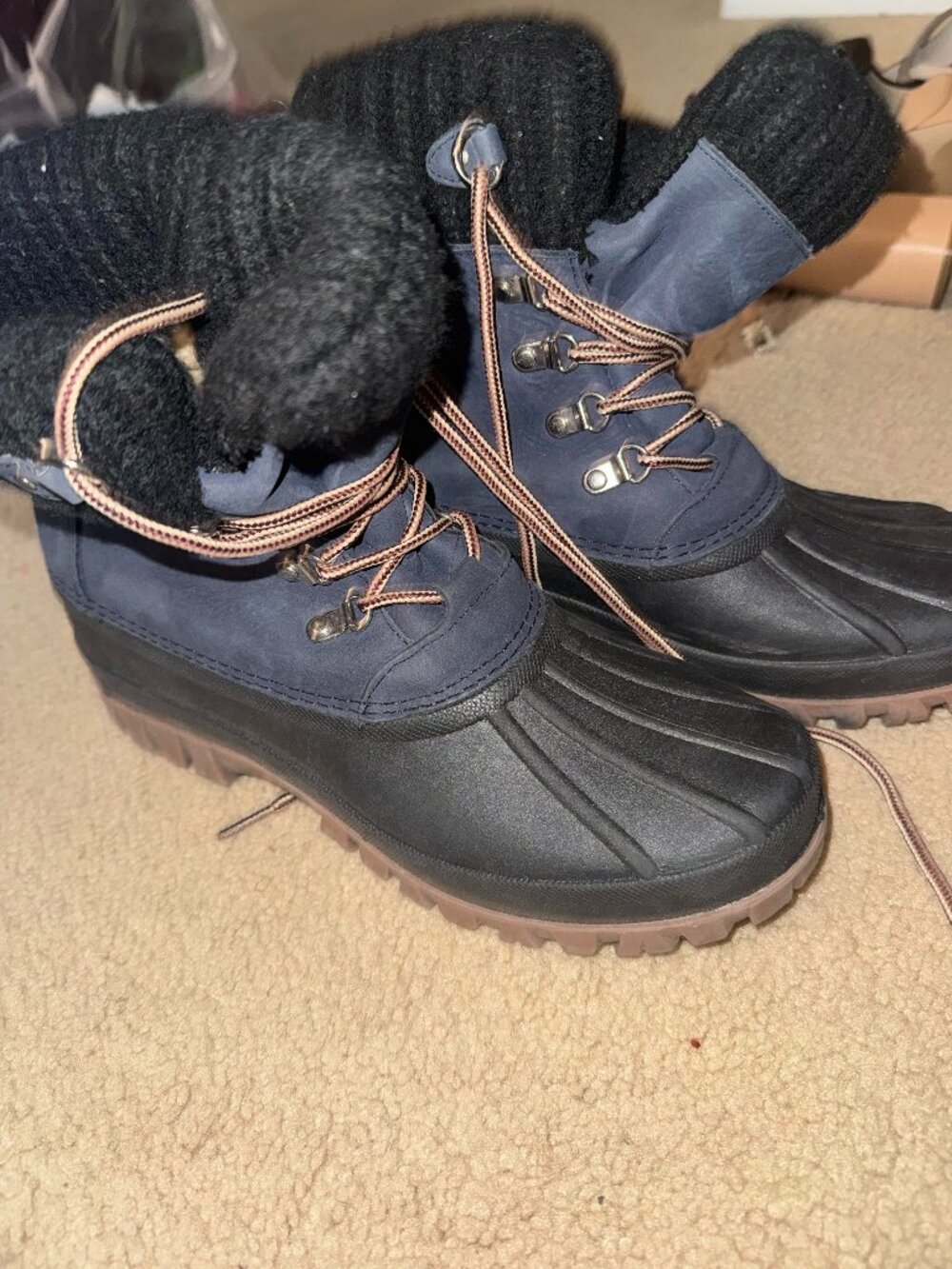 J. Crew Blue/Black Snow Boots Size 10